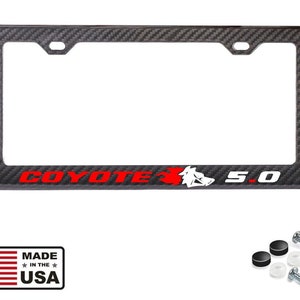 Ford mustang racing coyote badge 5.0 gt 100% carbon fiber license plate frame