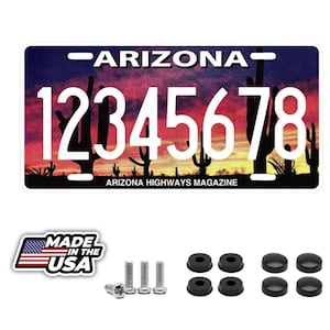 Placa de matrícula personalizada de la revista Arizona Highways. Nombre y texto personalizados, 12 x 6 pulgadas.