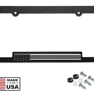 American Flag License Plate Frame Blackout Edition 3D Domed American Patriot