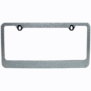 Clear Crystal Rhinestone license Plate Metal Frame With Crystal Screw Caps