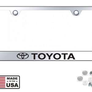 Toyota Laser Engraved Mirror Stainless Steel License Plate Frame including Hardware