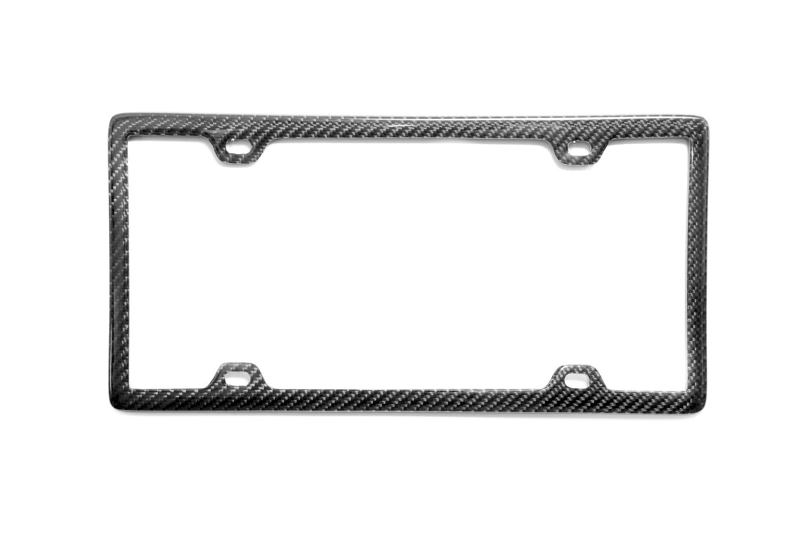 Real 100 Black Carbon Fiber 4 Holes License Plate Tag Frame Etsy
