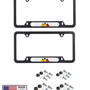2 toyota retro mountain trd 3 colors stainless steel license plate frame orange