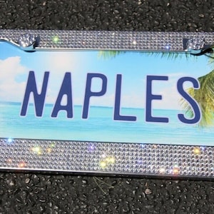 Shine &quot;crystal&quot; metal bling license plate frame**us seller**