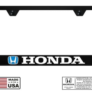 Honda blue logo black unbreakable polycarbonate license plate frame - licensed