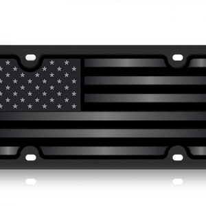Blacked out USA American Flag Mirror Acrylic License Plate - Tactial License Plate