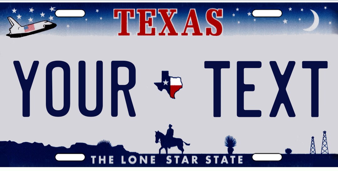 Texas License Plate Custom Add Text Personalized Space Shuttle Lonestar
