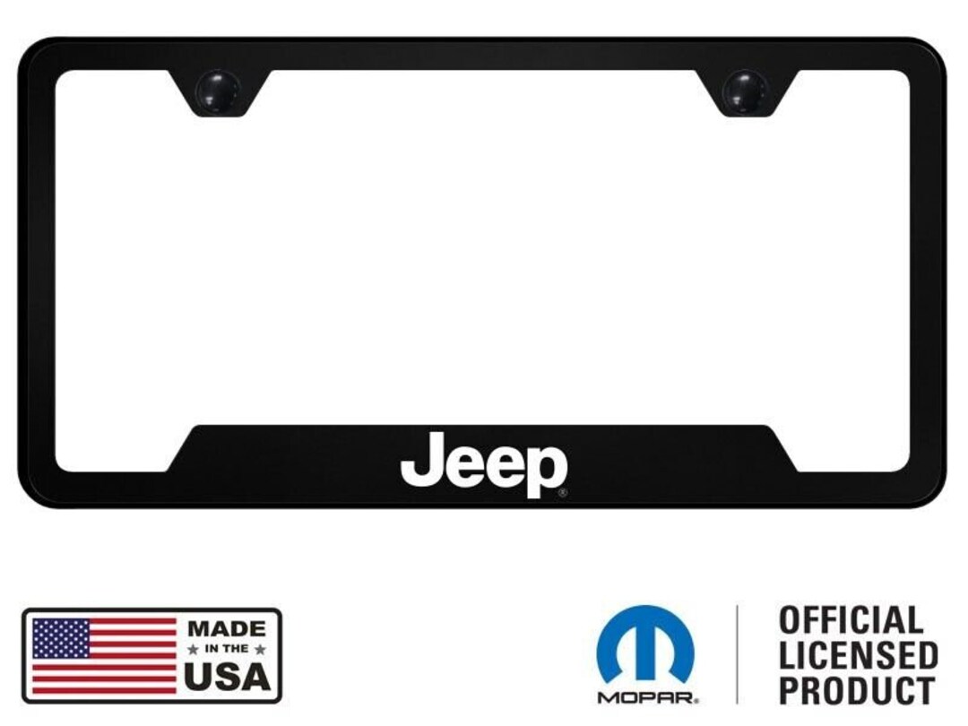Tough Black Polycarbonate License Plate Frame With Jeep Emblem - Universal Fit, Made In USA - View #5