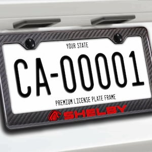 Red shelby license plate frame for shelby gt500 / gt350 100% carbon fiber