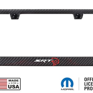 Dodge SRT Hellcat Red White Real Carbon Fiber ABS Back License Plate Frame