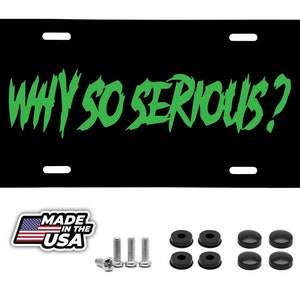Why so serious license plate frame -  joker funny cover front plate  green