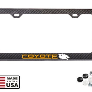 Holographic mustang coyote badge carbon fiber license plate frame ford 5.0 gt