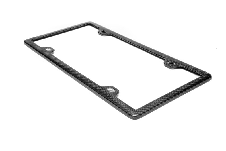 Real 100% Black Carbon Fiber 4 Holes license plate tag ...