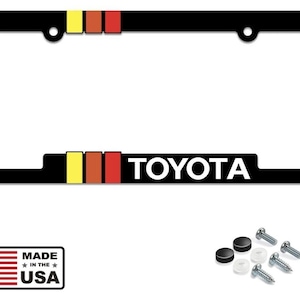 Vintage-Toyota-Retro-Style-License-Plate-Frame-TRD-Offroad-Tacoma-FJ-Cruiser-4x4