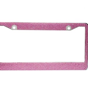 Light Pink Crystal Rhinestone license Plate Frame With Crystal Screw Caps