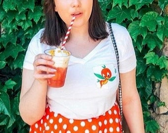 T-shirt orange avec poche oiseau : chemise Disneyworld Trip