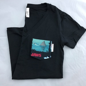 Jaws T-shirt , Shark Pocket Tee Shirt