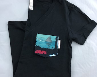 Jaws T-shirt , Shark Pocket Tee Shirt