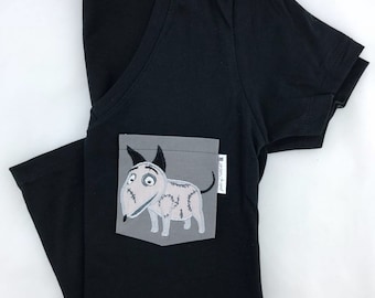 Frankenweenie Sparky Pocket Tee: Embroidered Applique T-Shirt