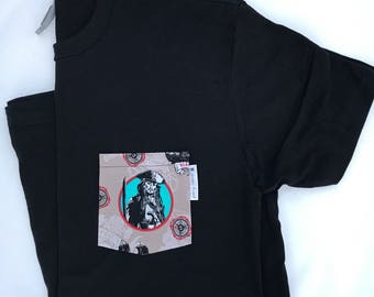 T-shirt Pirates des Caraïbes avec poche : chemise Jack Sparrow noir perlé