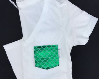 Mermaid Scales Pocket Tee: Cotton Blend Novelty T-Shirt