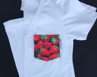Strawberry Fields Pocket Tee: Cotton Blend T-Shirt