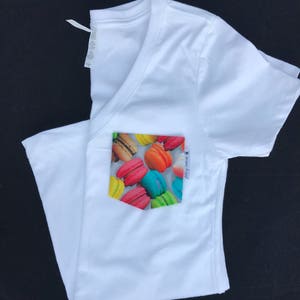 Macarons Cookie Multi Color Pocket T-shirt,  Pocket Tee Shirt , Pocket Tee