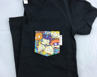 T-shirt dessin animé avec poche pour bébés des années 90