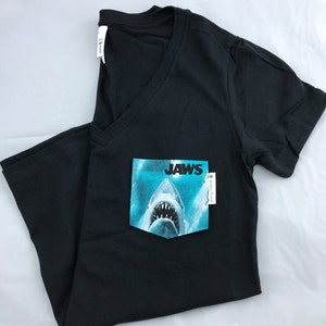 Jaws T-shirt , Shark Pocket Tee Shirt