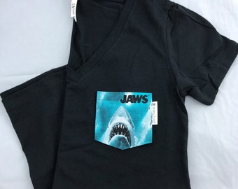 Jaws T-shirt , Shark Pocket Tee Shirt