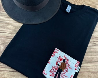 T-shirt Freddy Krueger avec poche : t-shirt horreur brodé