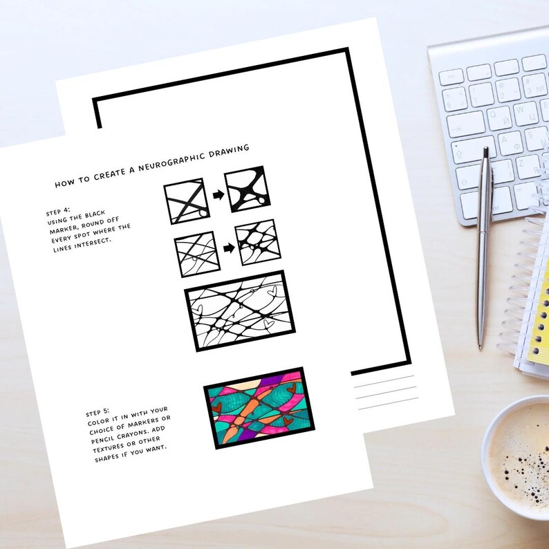 How to Create A Neurographic Drawing - Printable 8.5x11, Journal and ...