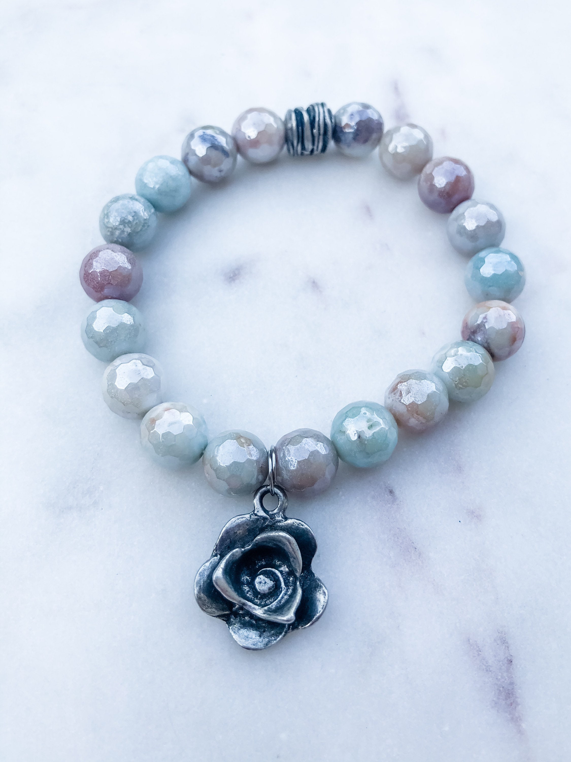 Rose charm bracelet Etsy