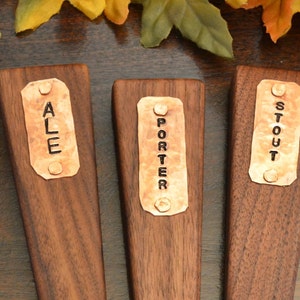 Personalized Beer Tap Handle of Walnut with a handmade Copper Tag - Great Guy&#39;s Gift!
