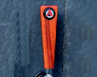 NEW EXOTIC 6"x1.5" African PADAUK Wood CapHandles: Beer Tap Handles - Personalize with Your favorite bottle cap and then Remove and Replace!