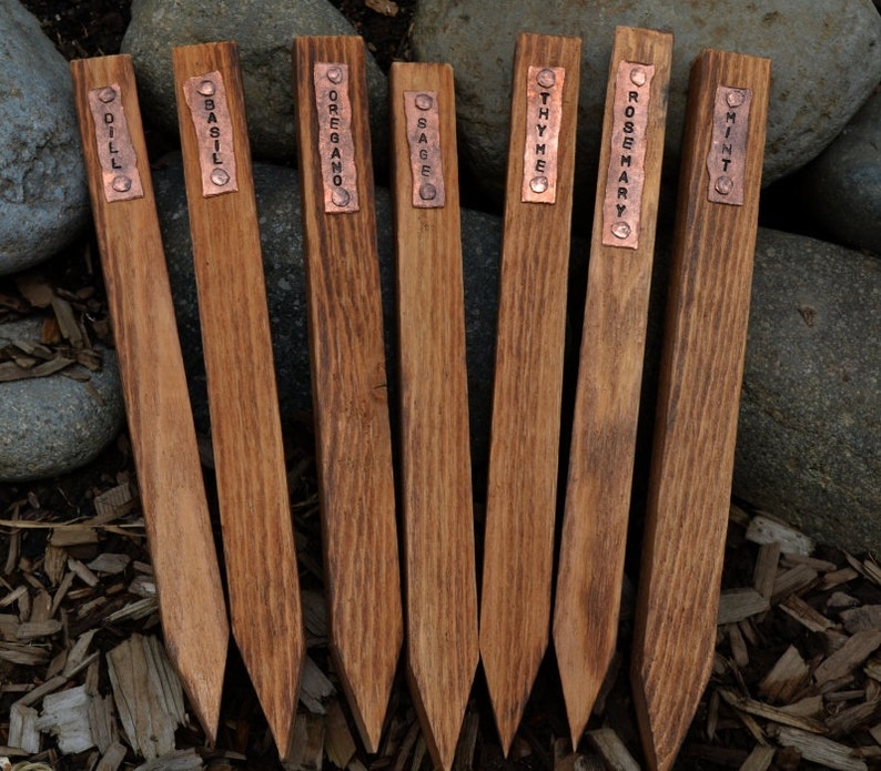 Herb Garden Stakes With Copper Tag each Great Etsy