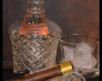 Personalized Copper Liquor Bottle/Decanter Tag Distinctive, Classy: Great Guy's Gift!