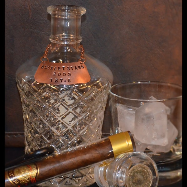 Personalized Copper Liquor Bottle/Decanter Tag Distinctive, Classy: Great Guy's Gift!