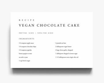 recipe card template etsy black and white recipe card template