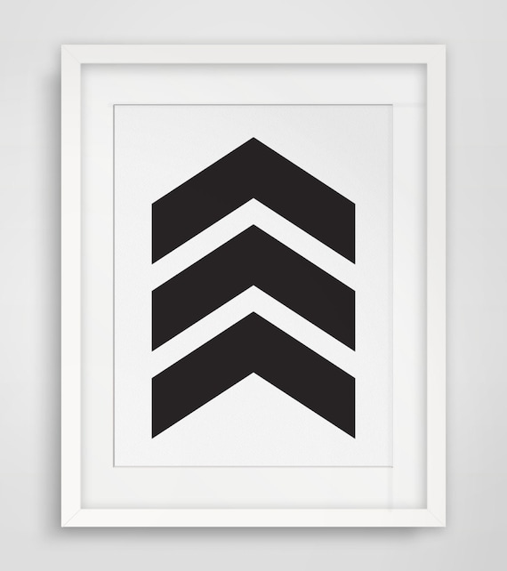 Items similar to Black Chevrons, Chevron Wall Art, Black and White ...