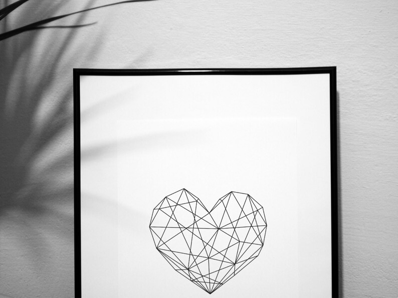 Geometric Heart Geometric Print Art Printable Wall Print Etsy