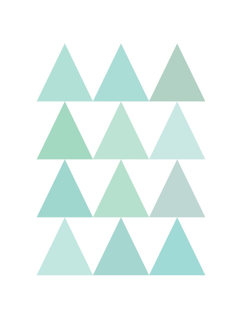 Mint Geometric Triangle Print Mint Art Pastel Artwork Etsy