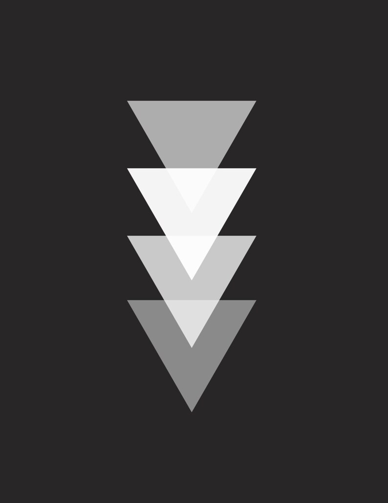 Triangle Print Black and White Geometric Art Triangle Wall Etsy