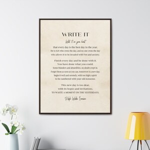 Write It on Your Heart Poem by Ralph Waldo Emerson on Framed Canvas ...