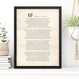 Framed Rudyard Kipling 'If' Poem Print: Vintage Parchment Wall Art