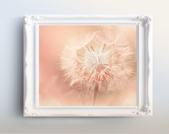 Dandelion Wall Art INSTANT DOWNLOAD Art -Printable Dandelion Print -Blush Pink Dandelion Photo Download -Wild Flower -Pastel Pink Home Decor