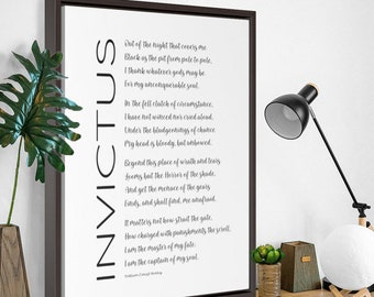 Invictus Poem on Large Framed Canvas, Inspirational Frame Quote by Poet William Ernest Henley, Framed Wall Art for Office, Home Decor Gifts