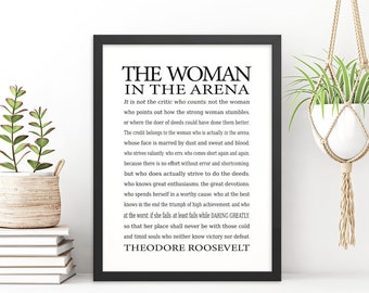 The Woman in the Arena Print, Daring Greatly Framed Quote, Inspirational Gift for Strong Woman, Gift for Her, Teddy Roosevelt Paraphrased