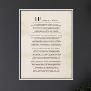Rudyard Kipling Poem Print: "If" Framed Canvas, Vintage Parchment