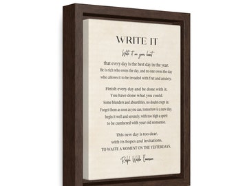 Ralph Waldo Emerson Poem Framed Canvas: Inspirational Quote Wall Art